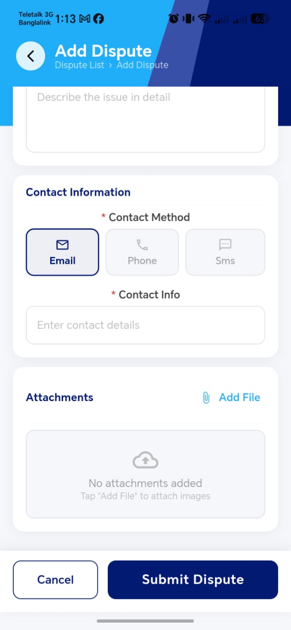 Add Dispute