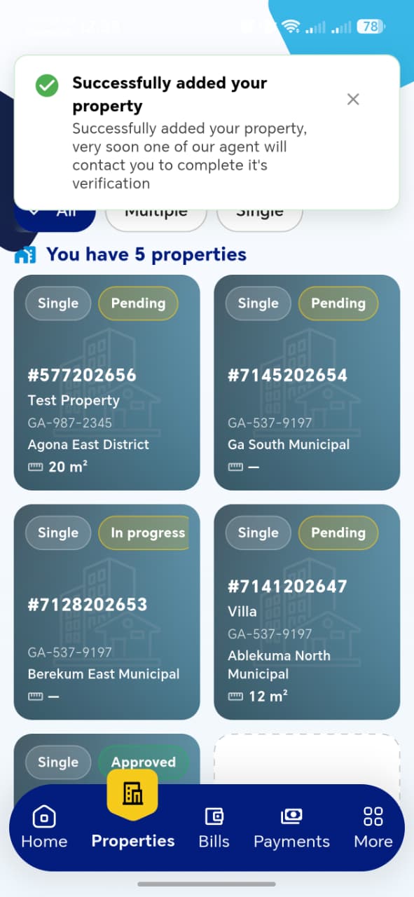 Property added successfully