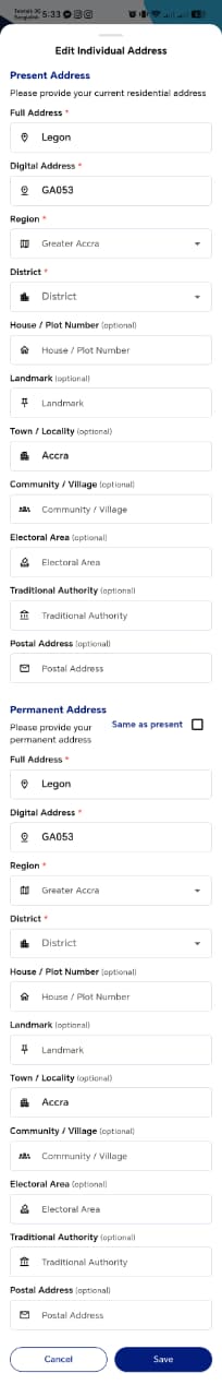 Edit Individual Address