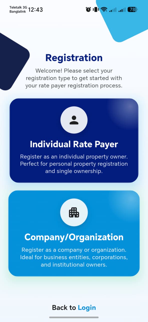 Choose registration type