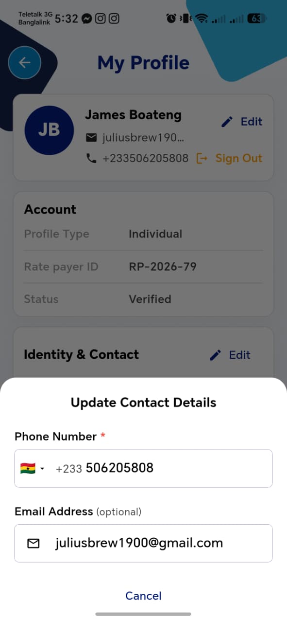 Update Contact Details